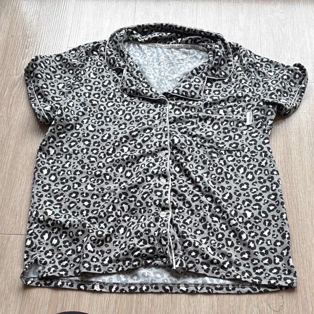 Leopard Print Pajama Top